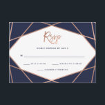 Midnight Blue Rose Gold Geometric Bat Mitzvah RSVP<br><div class="desc">These stylish Bat Mitzvah RSVP cards feature a faux rose gold geometric pattern on a rich midnight blue background.</div>