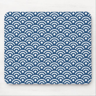 Midnight Blue Seigaiha Pattern Mousepad