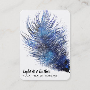 *~* Midnight Blue Sky Cosmic Feather Boho Teal Business Card