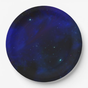 Midnight Blue Sky with Stars Paper Plate