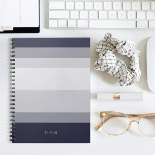 Midnight Blue & Smoke Grey Colorblock Monogram Notebook