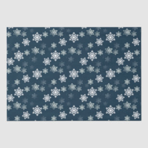 Midnight Blue Snow Flurries Tissue Paper