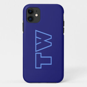 Midnight Blue Solid Colour   Minimalist Monogram iPhone 11 Case