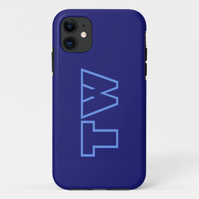 Midnight Blue Solid Colour | Minimalist Monogram Case-Mate iPhone Case (Back)