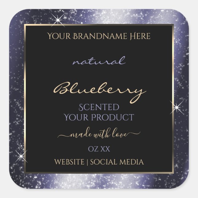 Midnight Blue Sparkle Glitter Frame Product Label (Front)