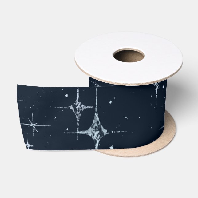 Midnight Blue Star Twinkle 3 inch Ribbon Satin Ribbon (Spool)