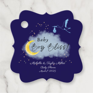  Midnight Blue Starlit Baby Boy Bliss Stork  Favour Tags