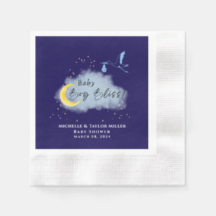 Midnight Blue Starlit Baby Boy Bliss Stork Napkin