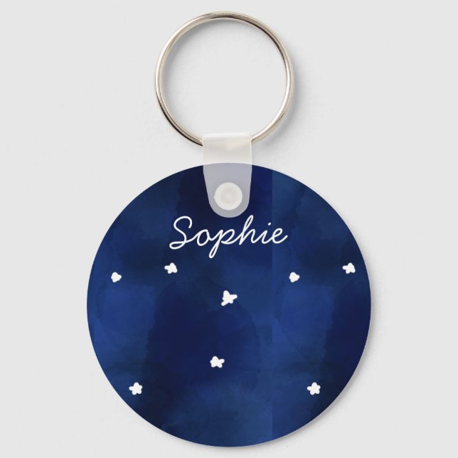 Midnight Blue starry sky Keychain (Front)