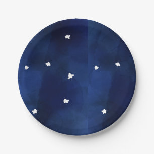 Midnight Blue starry sky Paper Plate