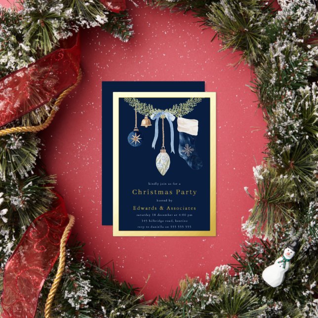 Midnight Blue Stocking Christmas Party Gold (Insitu)