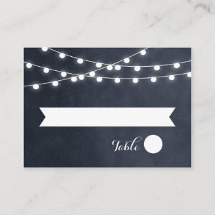 Midnight Blue String Lights Wedding Escort Cards