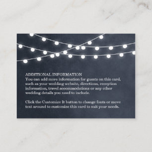 Midnight Blue String Lights Wedding Insert Card