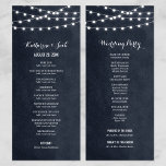 Midnight Blue String Lights Wedding Program<br><div class="desc">Chic modern summer wedding ceremony program template with simple elegant glowing string lights hanging across the top on a printed faux watercolor texture background. A simple and stylish preppy design, perfect for summer! Click the CUSTOMIZE IT button to customize text and fonts, move text around and create your own unique...</div>