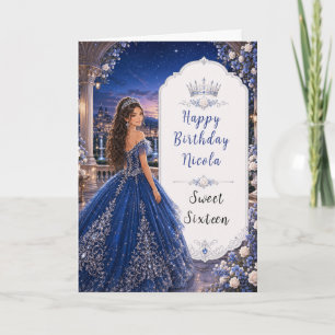 Midnight Blue Sweet 16 Princess Ball Card