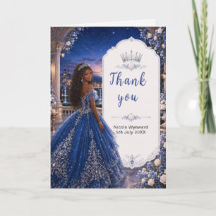 Midnight Blue Sweet 16 Princess Ball Thank You Card