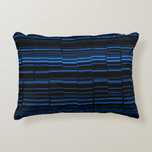 Midnight Blue Unique Modern Stripe Pattern Cool Accent Pillow