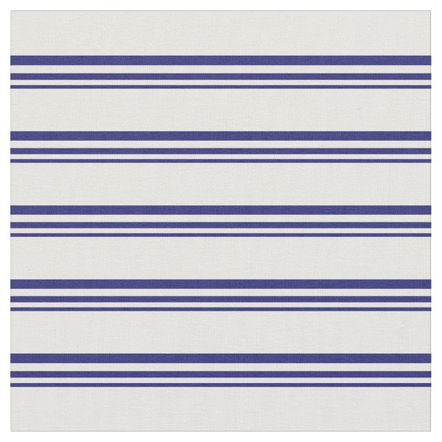 Midnight Blue & White Lines Fabric (Close Up)