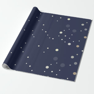 Midnight Blue with Modern Dot Pattern Wrapping Paper