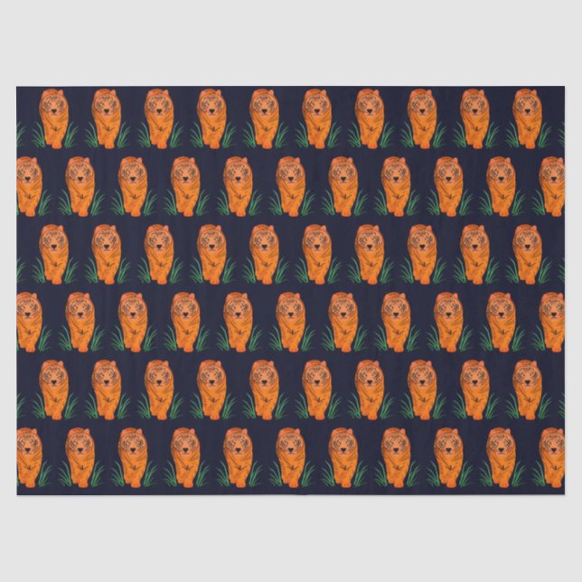 Midnight Blue Year of the Tiger Tissue Paper (Front)