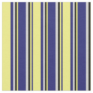 Midnight Blue, Yellow, Black & Light Grey Pattern Fabric
