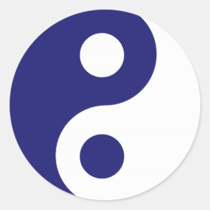 Midnight Blue Yin Yang Symbol Classic Round Sticker