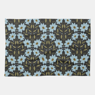 Midnight Bluebell Garden | Elegant Dark Floral Kitchen Towel