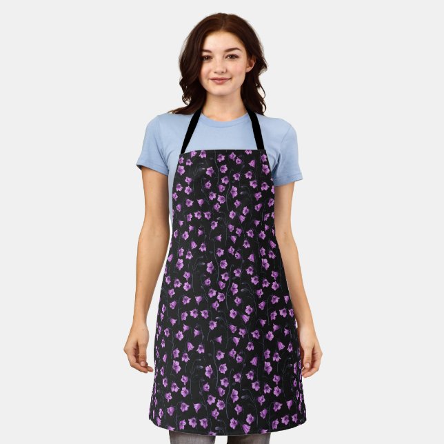 Midnight Bluebells, Harebells, Bellflowers 2 Apron (Worn)