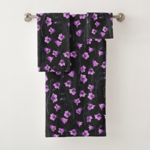 Midnight Bluebells, Harebells, Bellflowers 2 Bath Towel Set