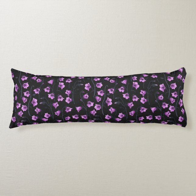 Midnight Bluebells, Harebells, Bellflowers 2 Body Pillow (Front)