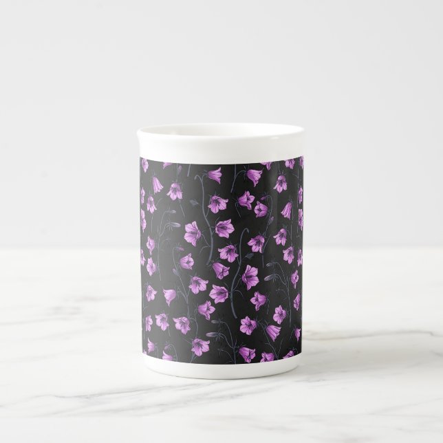 Midnight Bluebells, Harebells, Bellflowers 2 Bone China Mug (Front)