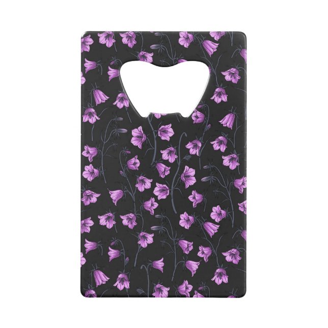 Midnight Bluebells, Harebells, Bellflowers 2 Credit Card Bottle Opener (Front)