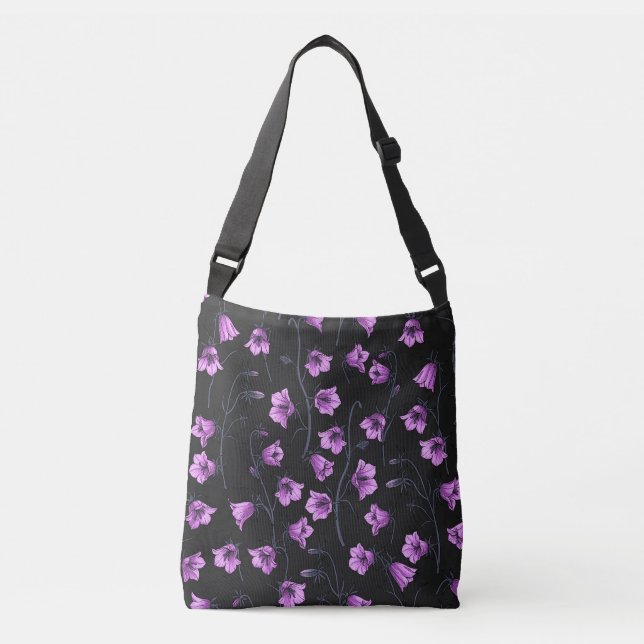 Midnight Bluebells, Harebells, Bellflowers 2 Crossbody Bag (Front)
