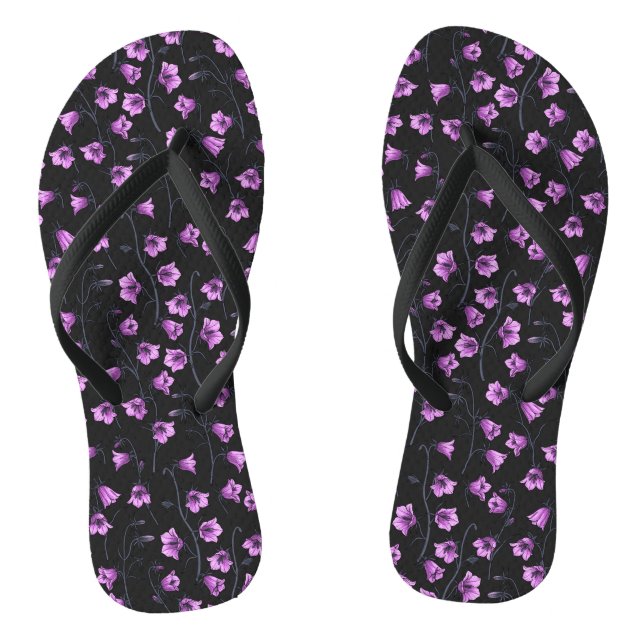 Midnight Bluebells, Harebells, Bellflowers 2 Flip Flops (Footbed)