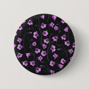 Midnight Bluebells, Harebells, Bellflowers 2 Inch Round Button