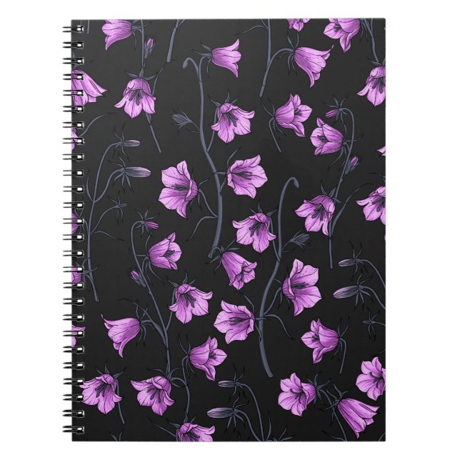 Midnight Bluebells, Harebells, Bellflowers 2 Notebook (Front)