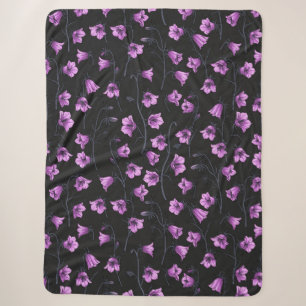 Midnight Bluebells, Harebells, Bellflowers 2 Sherpa Blanket