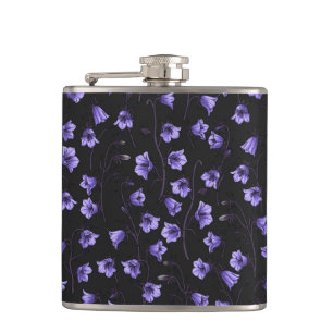 Midnight Bluebells, Harebells, Bellflowers Hip Flask