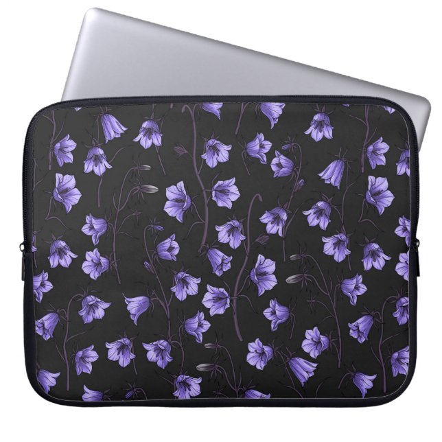 Midnight Bluebells, Harebells, Bellflowers Laptop Sleeve (Front)