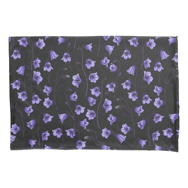 Midnight Bluebells, Harebells, Bellflowers Pillowcase (Front-Left)