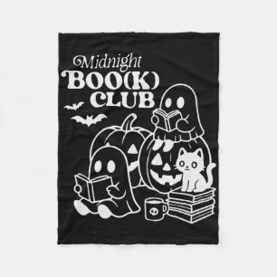 Midnight Boo(k) Club Halloween Ghosts Reading Book Fleece Blanket