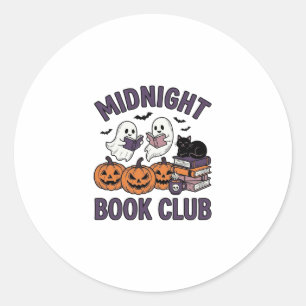 Midnight Book Club Halloween Reading Design_1 Classic Round Sticker