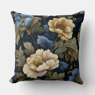 Midnight Botanica Elegance Throw Pillow
