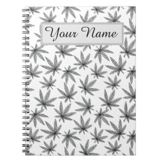 Midnight Botanical: Subtle Leaf Pattern Cute Notebook
