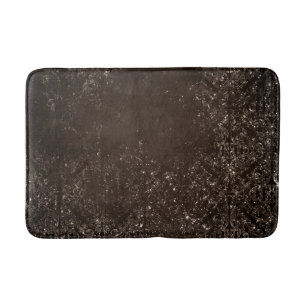 Midnight Bronze Romance   Satiny Grunge Damask Bath Mat