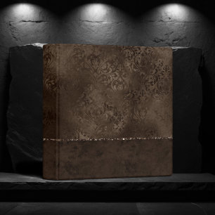 Midnight Bronze Romance Satiny Grunge Damask Binder