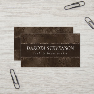 Midnight Bronze Romance Satiny Grunge Damask Business Card