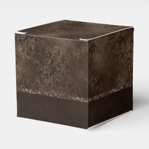 Midnight Bronze Romance   Satiny Grunge Damask Favor Box