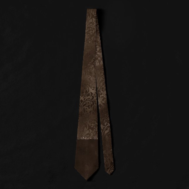 Midnight Bronze Romance | Satiny Grunge Damask Tie (Creator Uploaded)