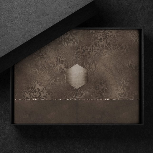 Midnight Bronze Romance | Satiny Grunge Damask Tissue Paper (Creator Uploaded)